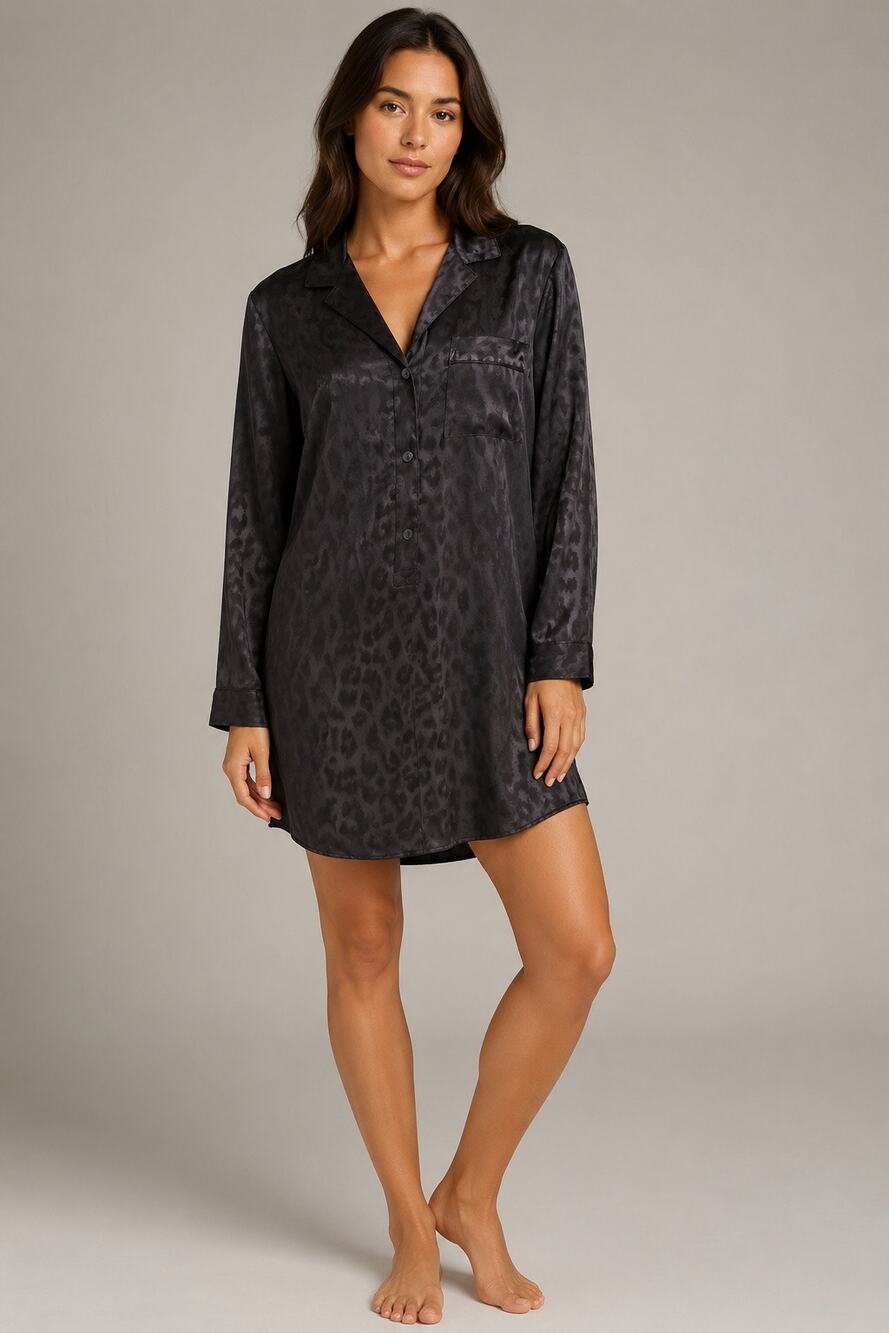 Natori Satin Leopard Jacquard Nightshirt | XS